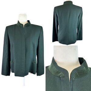 Pendleton Blazer Jacket Womens‎ Size 10 Green Holiday 100% Wool USA Vintage Zip